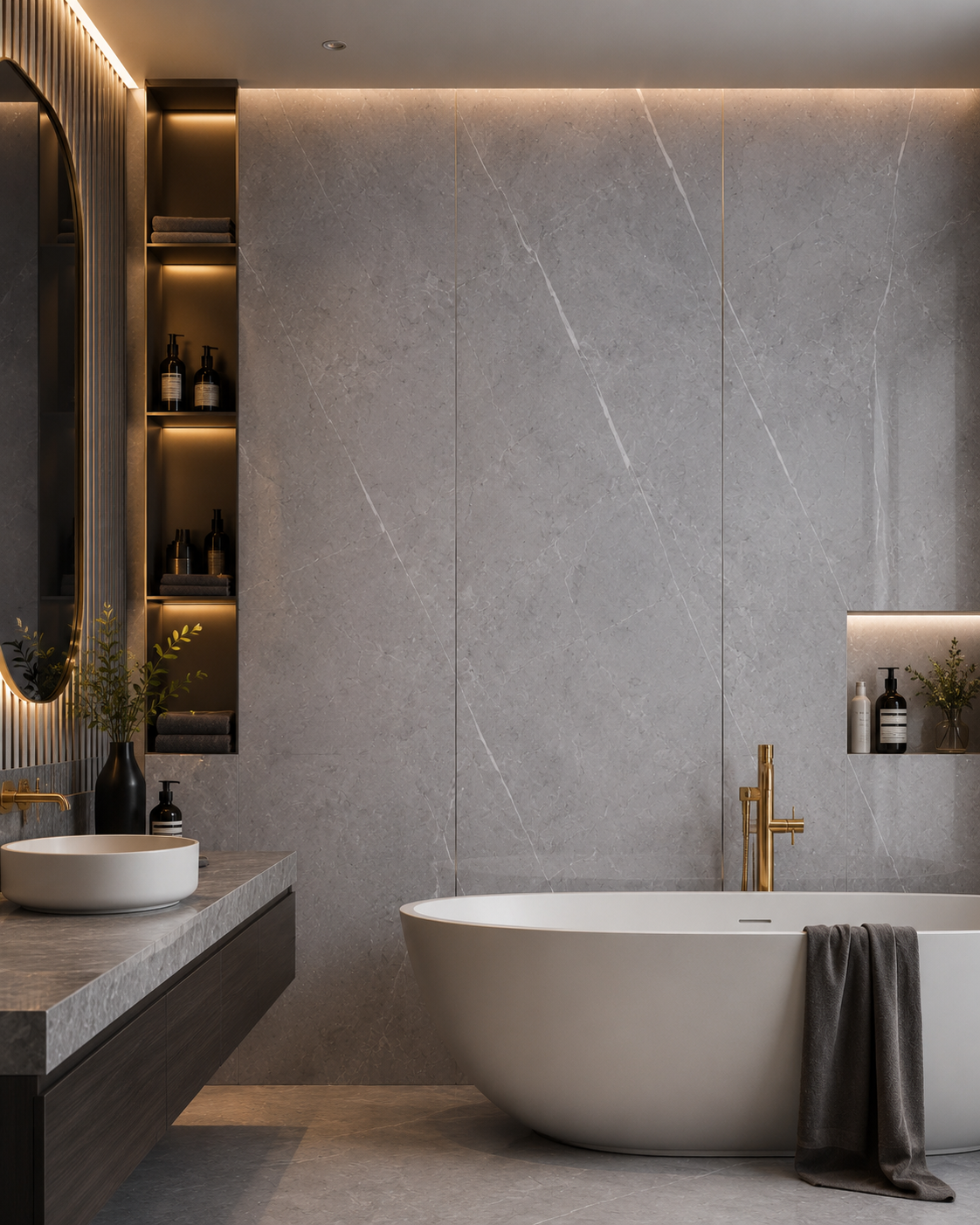 PVC Bathroom Wall Panels – Waterproof Modern Wall Solution - Grey Marble
