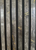 Acoustic Premium Wide Slatted Wall Panels - 280cm x 60cm - Black & Gold Marble