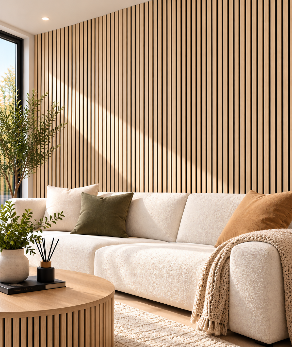 Premium Acoustic Slatted Wall Panels -Luxury Light Oak