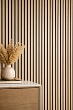 Premium Acoustic Slatted Wall Panels - Natural Oak