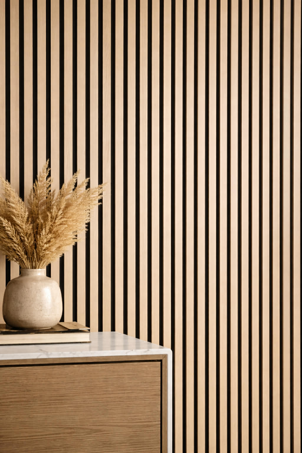 Premium Acoustic Slatted Wall Panels - Natural Oak