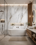 PVC Bathroom Wall Panels – Waterproof Modern Wall Solution - White & Gold Marble