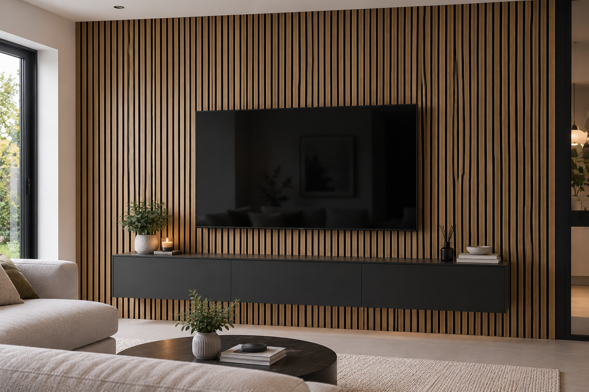 Premium Acoustic Slatted Wall Panels - Standard Oak