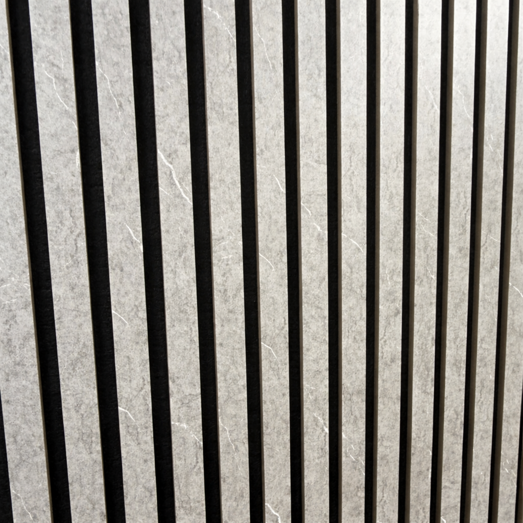 Premium Acoustic Slatted Wall Panels - Grey Marble