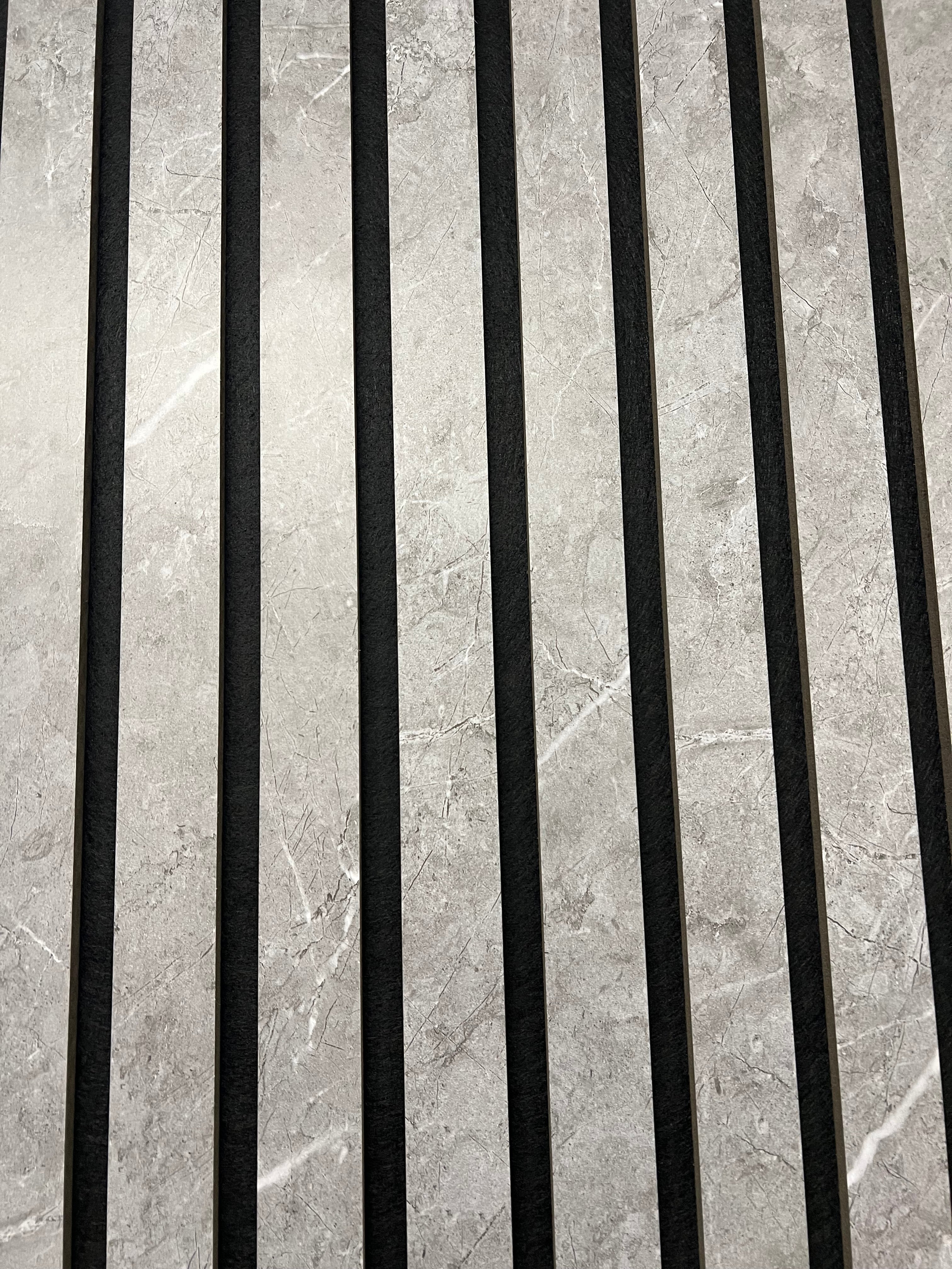 Acoustic Premium Thick Slatted Wall Panels - 280cm x 60cm - Grey Marble