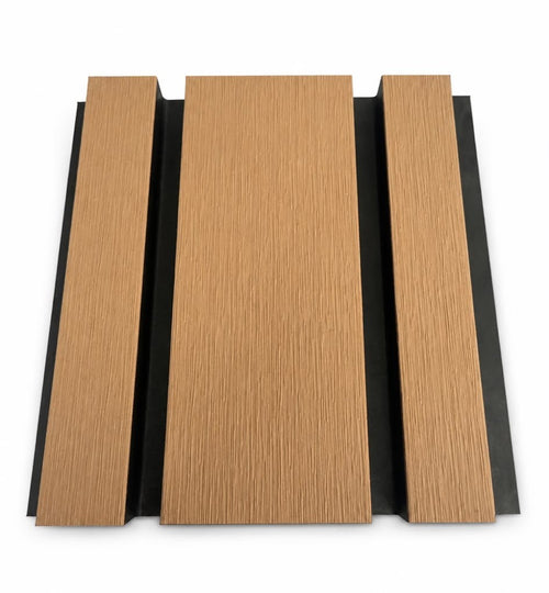 Exterior Multi-Width Slatted Cladding Panels - Light Oak