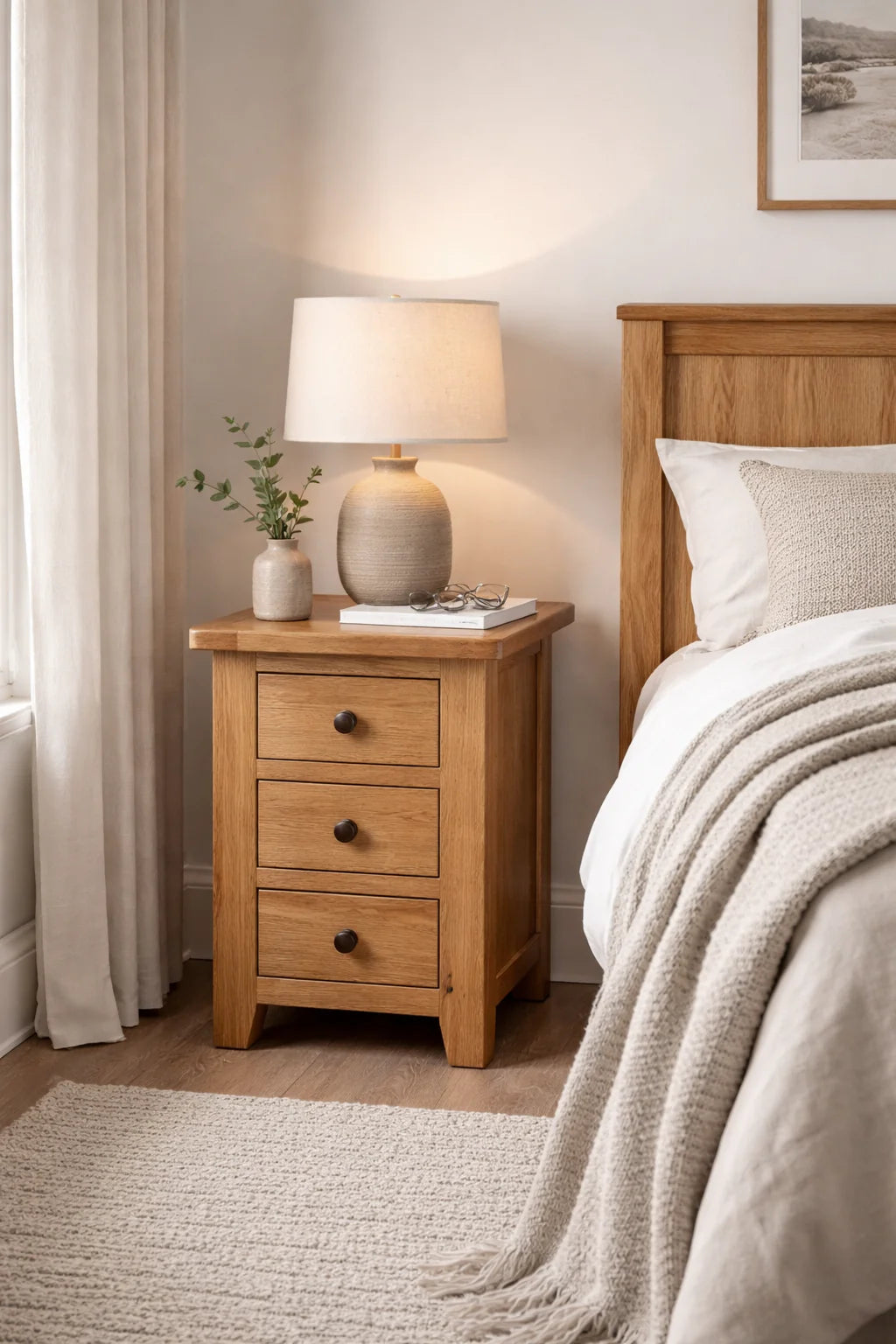 Homecrafts Living Bedside Table 3 Drawer