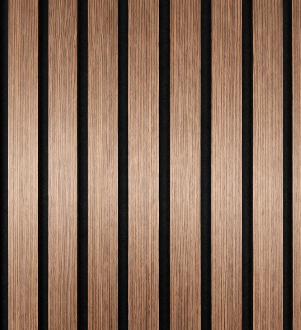 Acoustic Premium Thick Slatted Wall Panels - 280cm x 60cm - Walnut