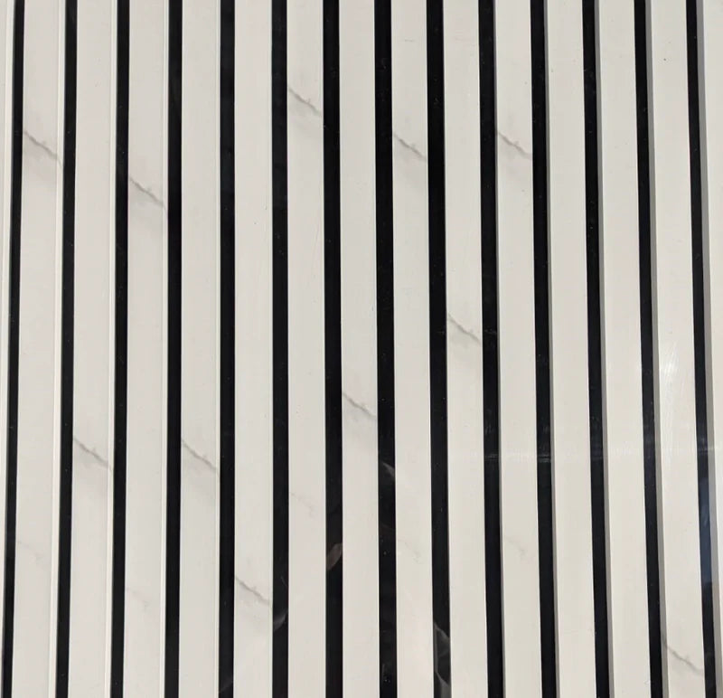 Premium Acoustic Slatted Wall Panels - White Marble